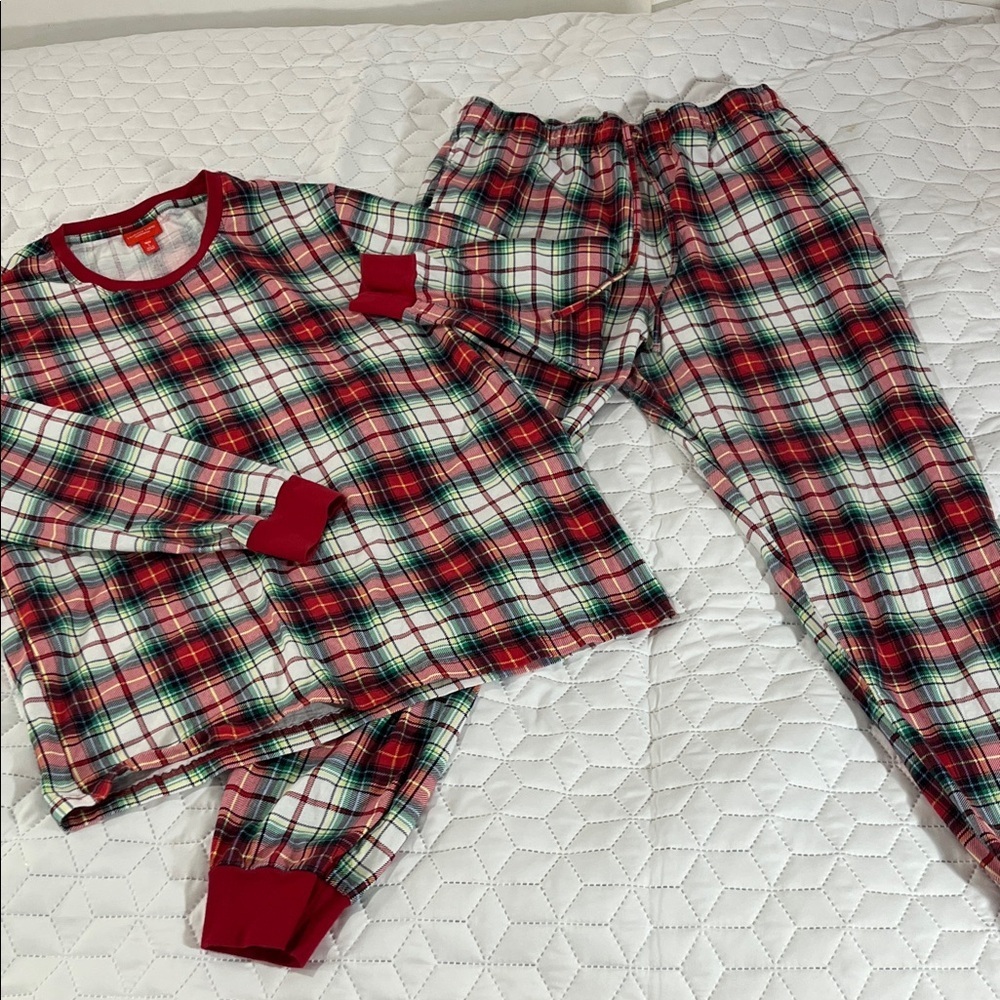 Plaid Christmas Pajama Set L/S Shirt Pants Men's Size Large